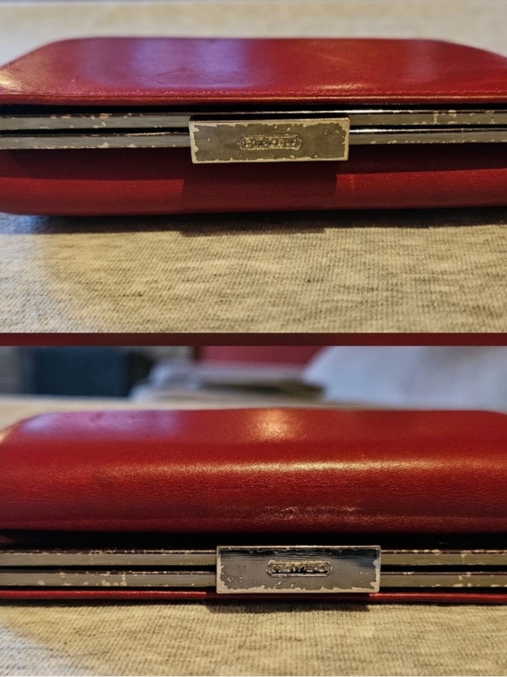 Coach vintage leather wallet in a deep cherry or bordeaux red - Picture 5 of 9
